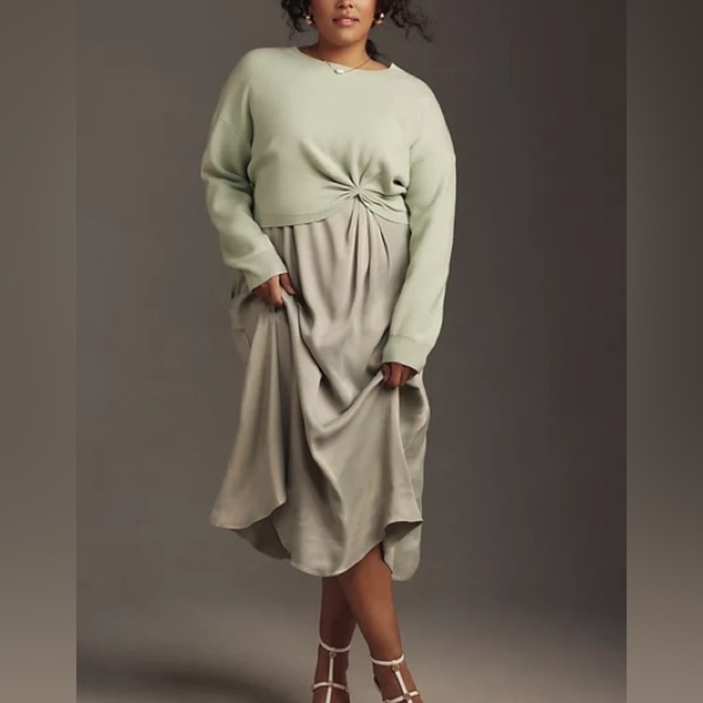 ANTHROPOLOGIE
The Gemini Twofer Sweater + Dress Set In Green